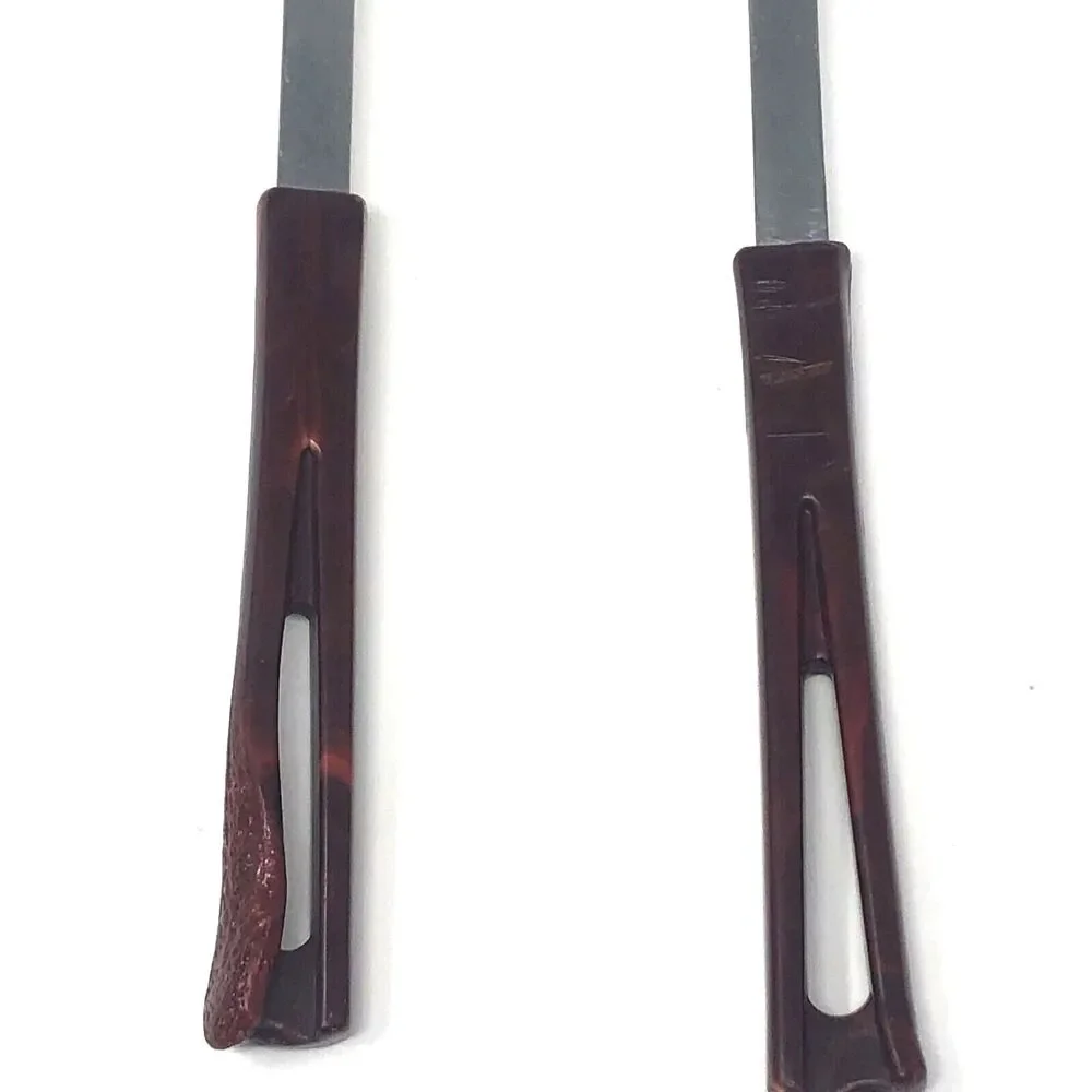Vintage Maroon Bakelite Style Handles Stanhome Spatula & Large Slotted Spoon Set